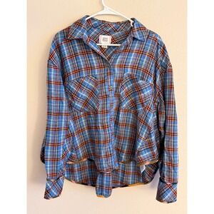 BDG‎ Urban Outfitters Blue Plaid Flannel Button Down Shirt Womens Medium